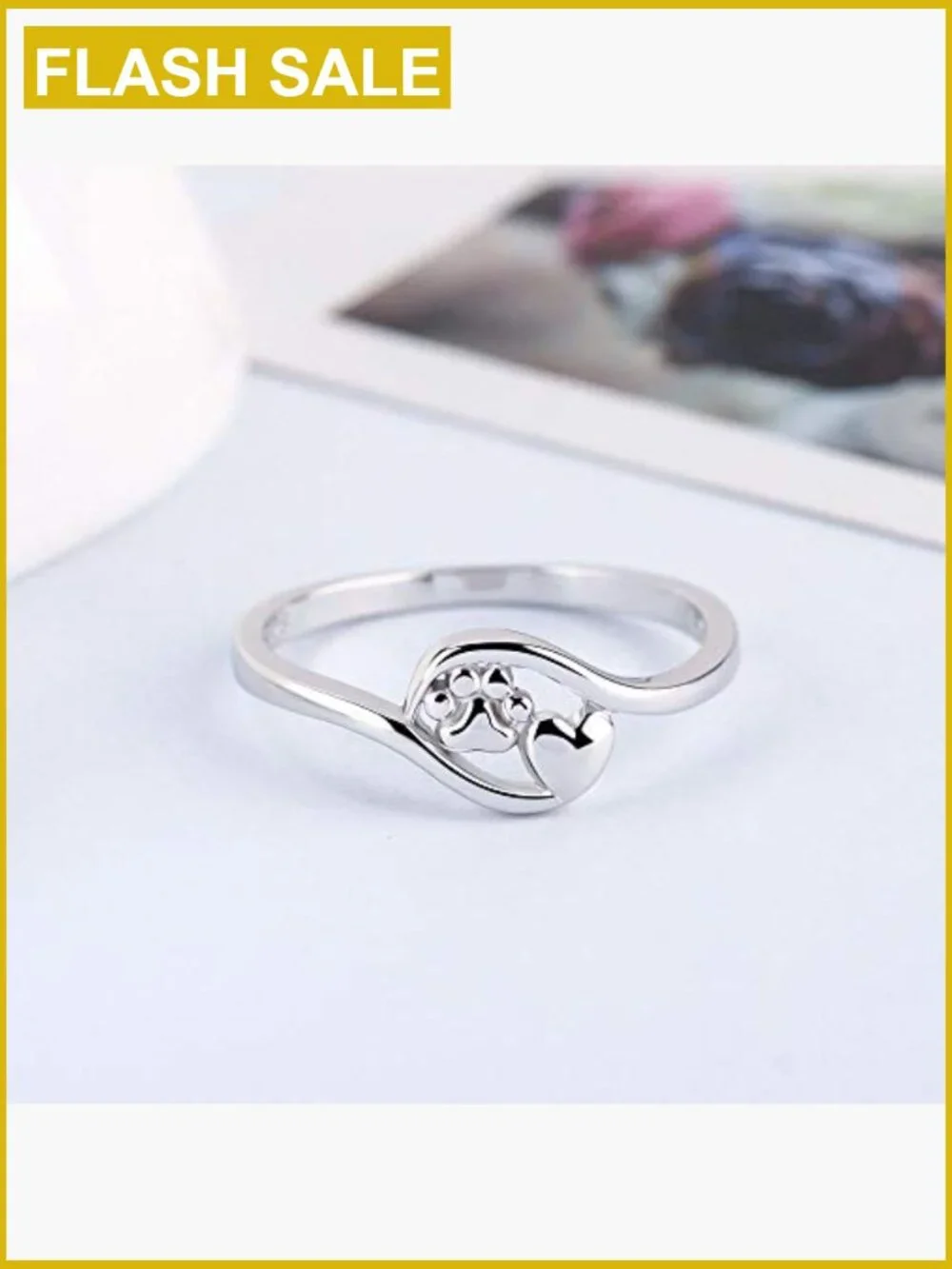 Sterling Silver Dog Paw Print Ring - Eternity Band Jewelry